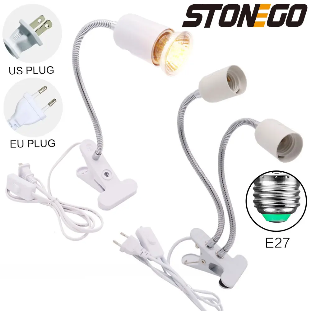 STONEGO 360° Rotatable and Adjustable Creative E27 Dual Head LED Light Socket Clip Suitable for Various Lighting Scenes