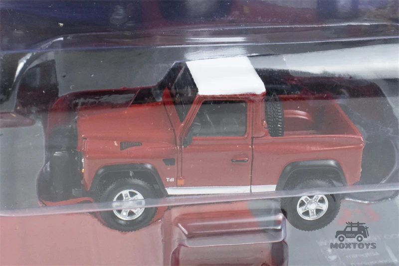 MINI GT Mijo Exclusives 1:64 Land Rover Defender 90 Pickup Masai Red Mijo LHD Diecast Model Car