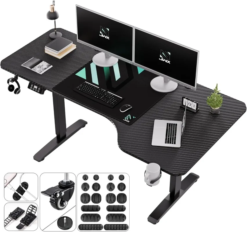 Standing Adjustable Desk, Electric Desk with Locking  Headphone Hook, Cable Manager, office desks    office table