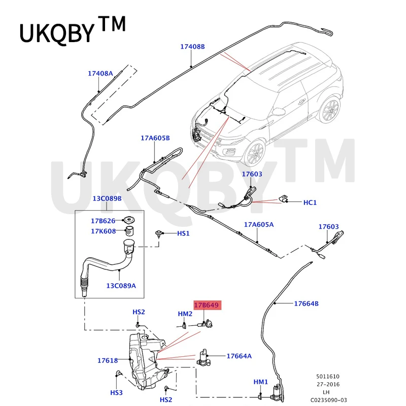 La nd Ro ve r Di sc ov er y 3 2005-2009 CL AS SI C Windshield washer Sensor - washer fluid level