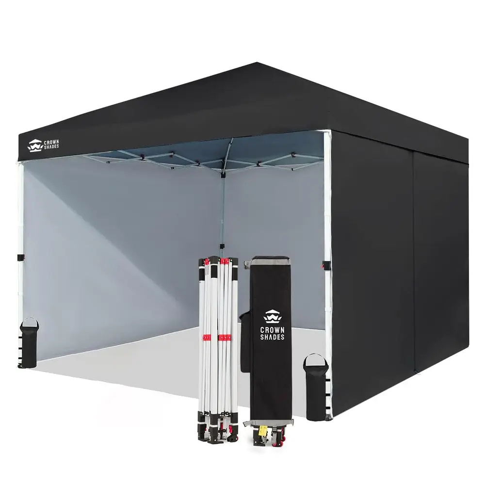 

10X10 Commercial Instant Canopy Pop Up Tent with Center Lock, 300D Fabric, 4 Sidewalls, StoN Go Bag, Black