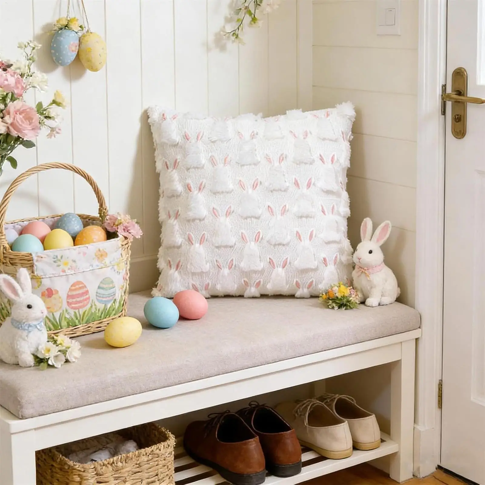 

Easter Pillow Case 45x45cm Bunny Easter Cushion Covers 2 Pieces Soft Pillowcase For Sofa Couch Chair Bed Living Room Bedroom