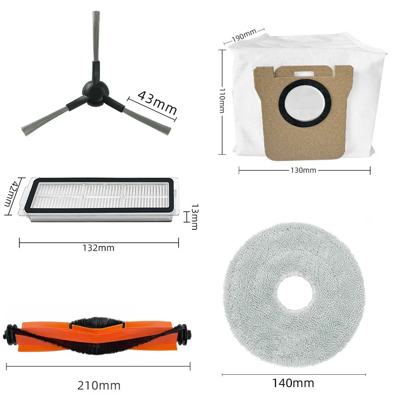 For Xiaomi M30 D102 Vacuum Cleaner Spare Parts Main Side Brush Mop Pad Cloth Dust Bags Hepa Filter Replacement Accessories