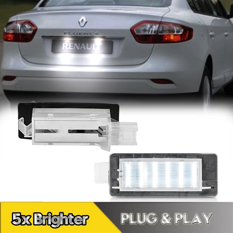 

2Pcs For Renault Dacia Duster Logan Laguna LED Number License Plate Light Lamps Espace Scenic Fluence Zoe Captur Car Accessories
