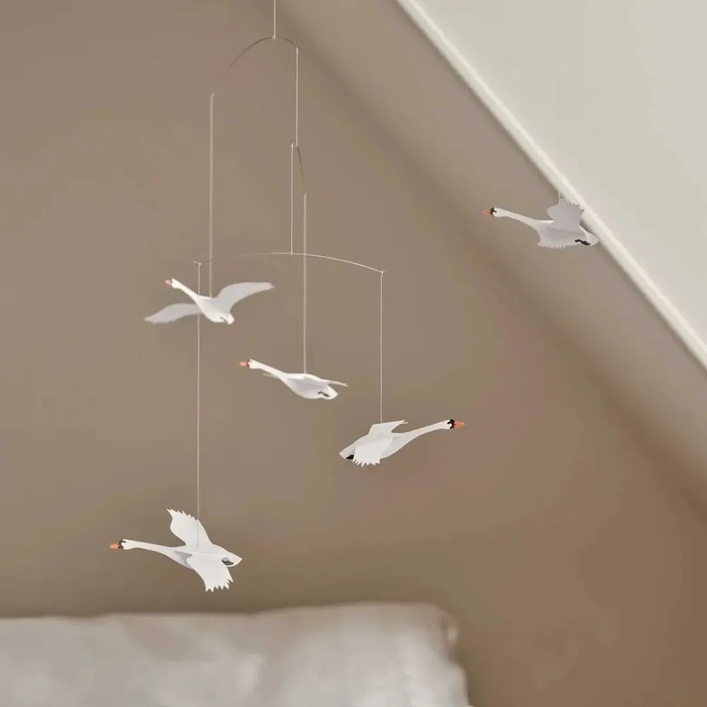 Minimalist Air Balance Pendant Silent Wind Chime Flying Angel Bird Living Interior Decoration Kids Room Baby Bed Bell Gift