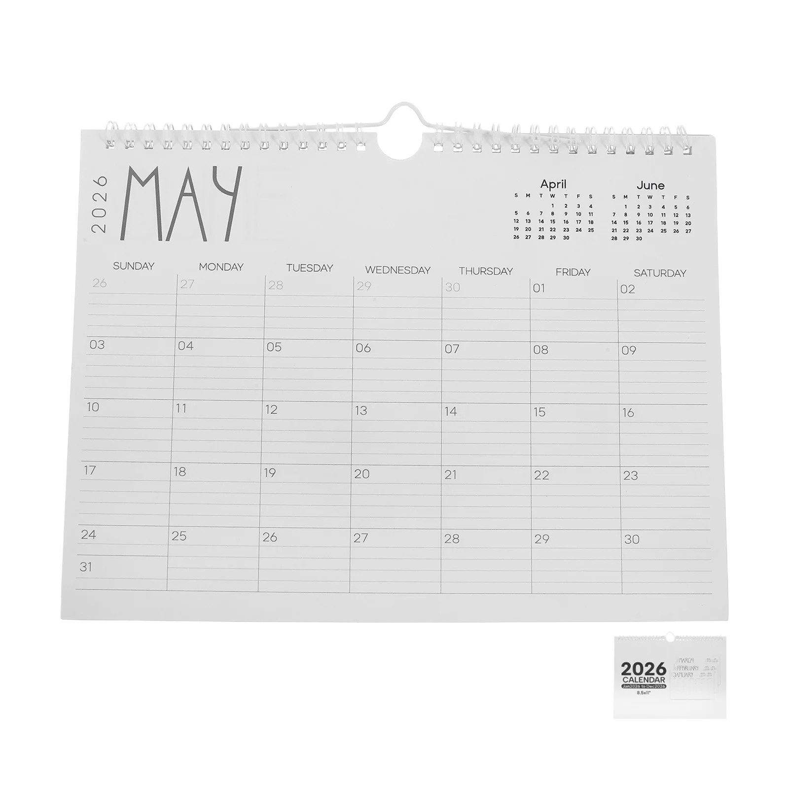 

Wall Calendar 2026 Hanging Yearly Planner Thick Paper Tear-Off Monthly Pages Modern Design for Home Office Academic Scheduling