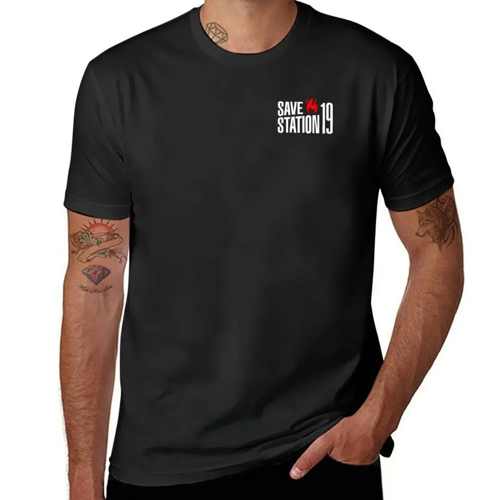 Save Station 19 (logo piccolo) t-shirt anime magliette bianche semplici ad asciugatura rapida da uomo