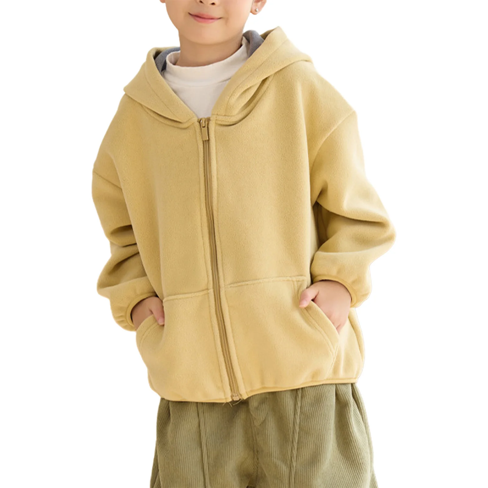 Filles garçons mode veste fermeture éclair polaire manteau à capuche vêtements d'extérieur manches longues veste à capuche pour l'entraînement en plein air décontracté usage quotidien