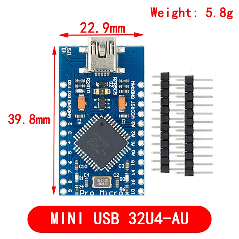 Pro Micro ATmega32U4 5V 16MHz Original Chip Replace ATmega328 For Arduino Pro Mini With 2 Row Pin Header For Leonardo UNO R3