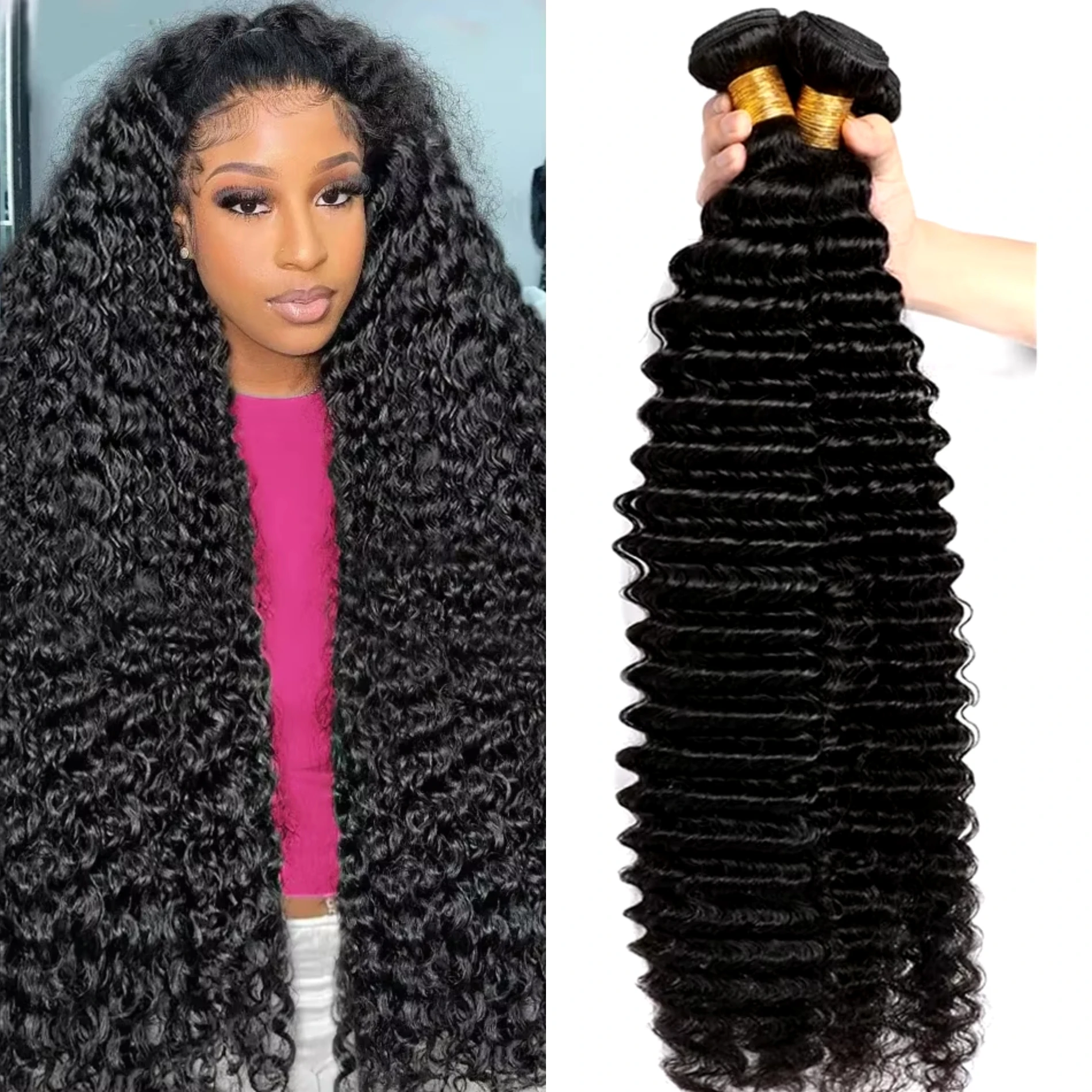 

Burmese Curly Bundles 100% Human Hair 30 32 Inch Natural Black Deep Wave Human Hair Bundles For Extension Bundle Deals Raw Hair