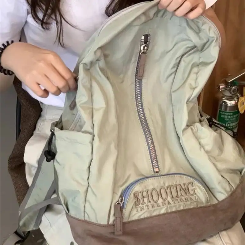 Japanese Y2k Aesthetic Letter Embroidery Bags Women Korean Ins Vintage High-Capacity Schoolbags College Student Casual Backpacks