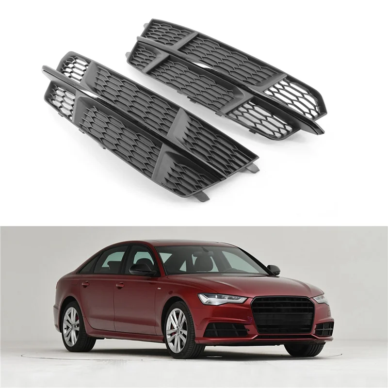 

AX94-1Pair Car Front Bumper Fog Light Grille Cover 4G0807682AN 4G0807681AN For 2018 A6L C7 2014-2018 Racing Lower Grills