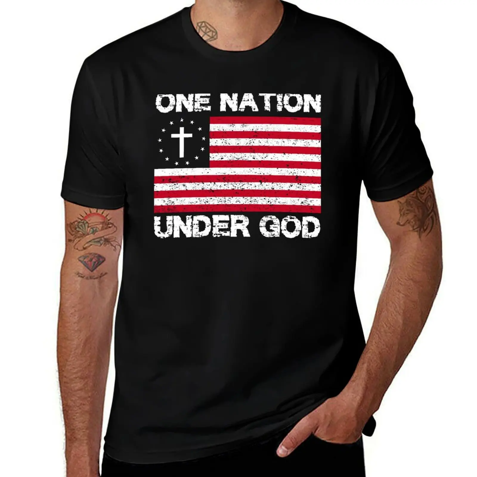 

One Nation Under God T-Shirt hippie clothes funny gifts anime clothes summer shirt mens clothing