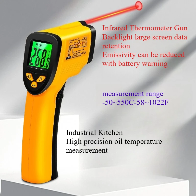 

H1, H2 Инфракрасный термометр 550 ° C 12:1 Бесконтактный прибор для измерения температуры