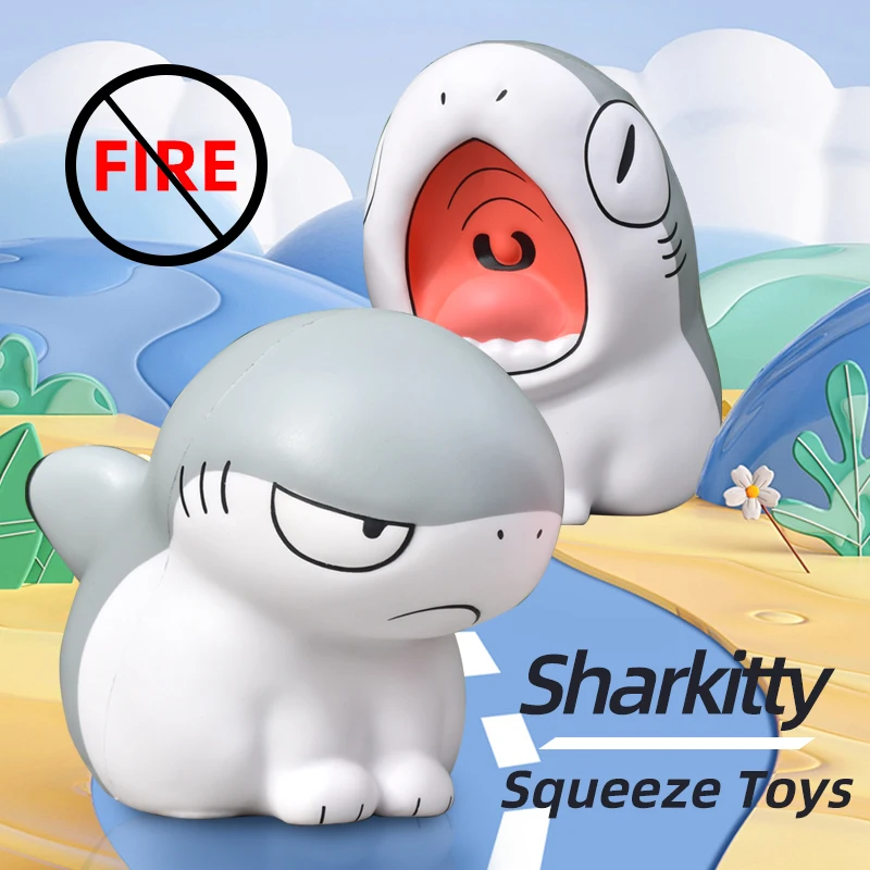 Sharkitty Squishies PU Squeeze Toy Slow Rebound Animal Decompression Vent Slow Rising Stress Reliever Fidget Toys