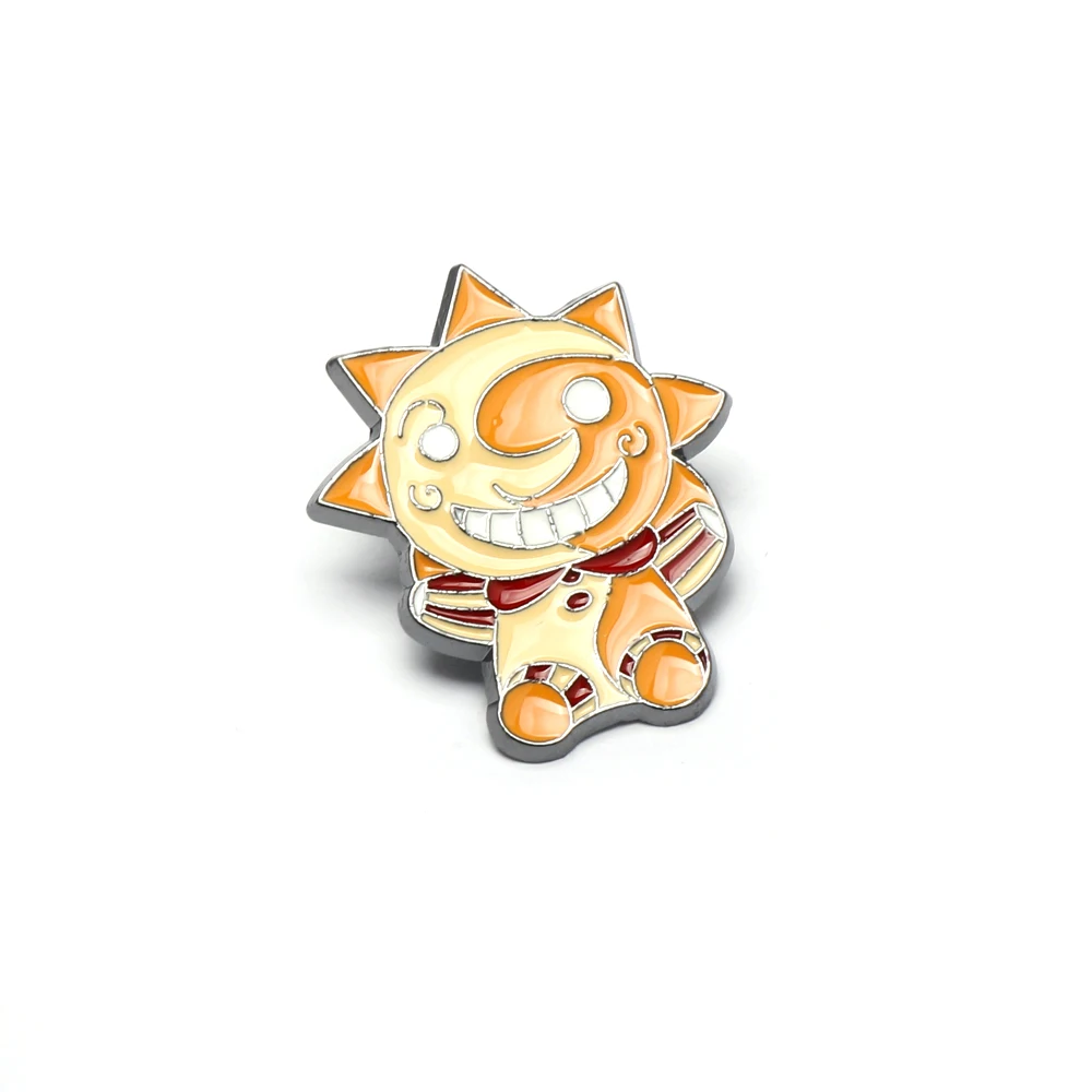 Broche soleil lune, figurine de dessin animé, Badge de tête, jeu d'horreur, accessoires FNAF, cadeaux pour enfants, jouets