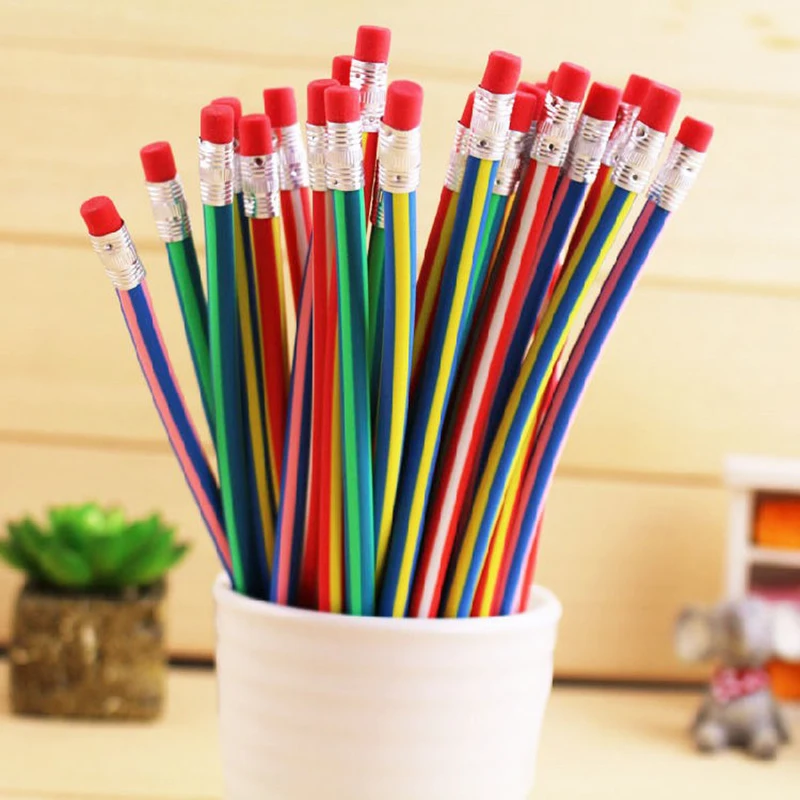 5pcs Bendy Soft Pencils Flexible Rubber Pencils Kids Students Writing Tools Korean Stationery Children School Office Supplies