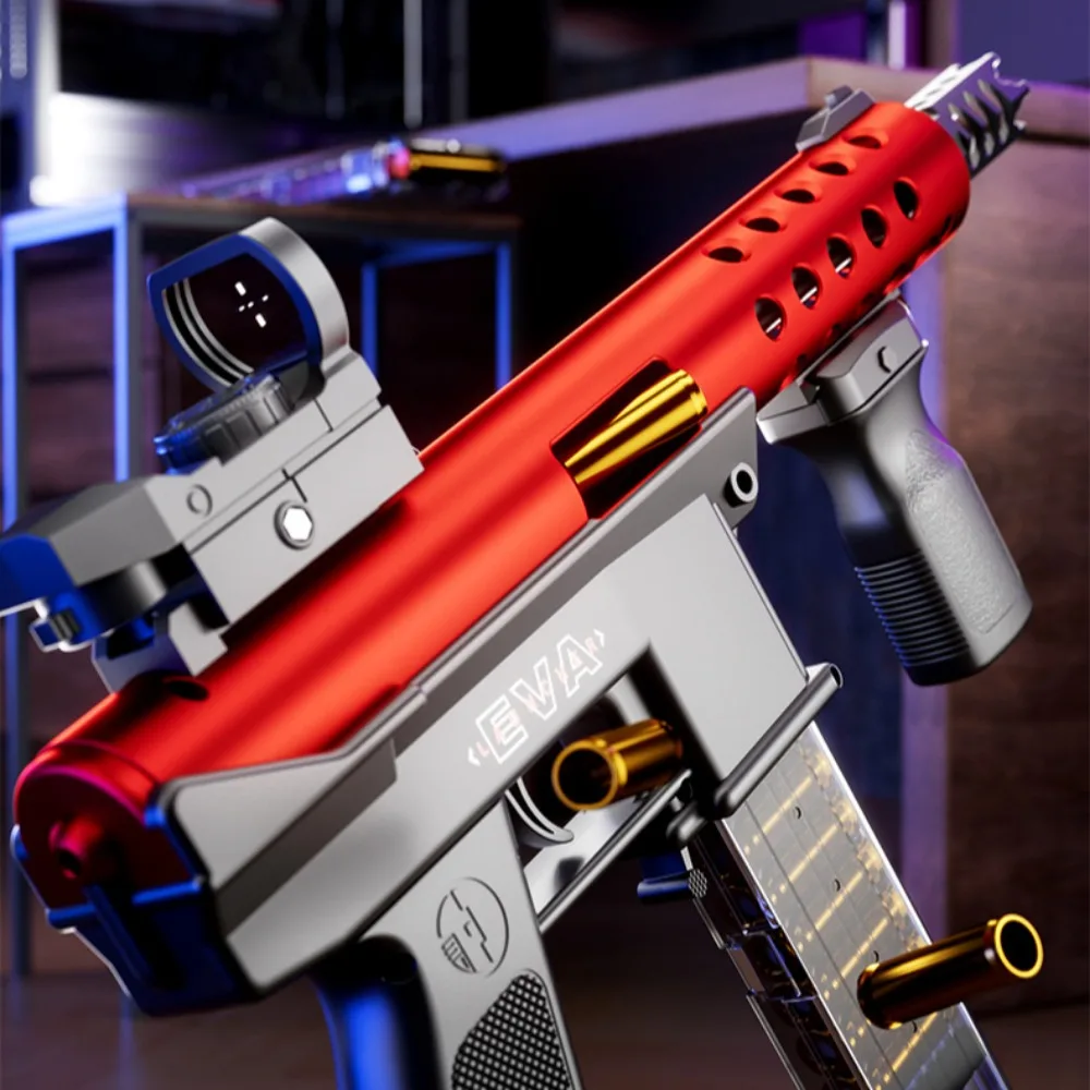 TEC9 Submachine Gun Toy Model Manually Loaded Shell Soft-Bullet Gun Can Be Fired Outdoor CS Shooting Game Christmas Gift