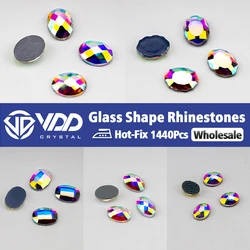 VDD Wholesale 1440Pcs Oval Glass Rhinestones Crystal AB Flatback HotFix Strass Shape Glitter Stones For Nail Art DIY Decorations
