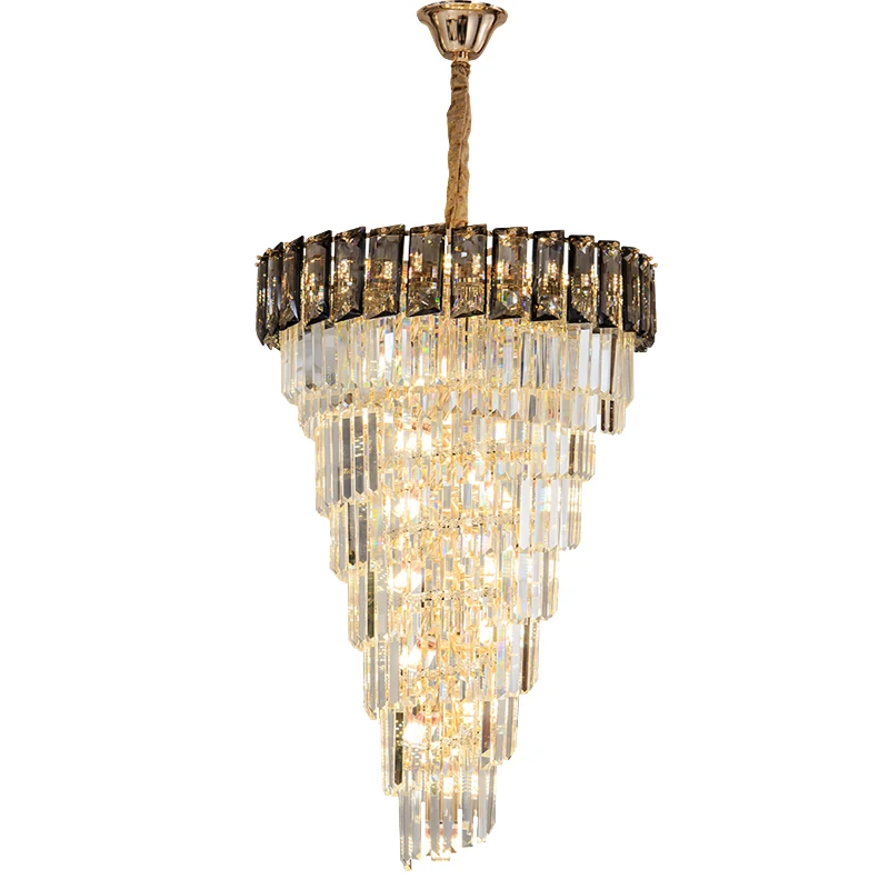 

luxury crystal chandelier Living room lamp villa stair lamp long chandelier shining island lighting