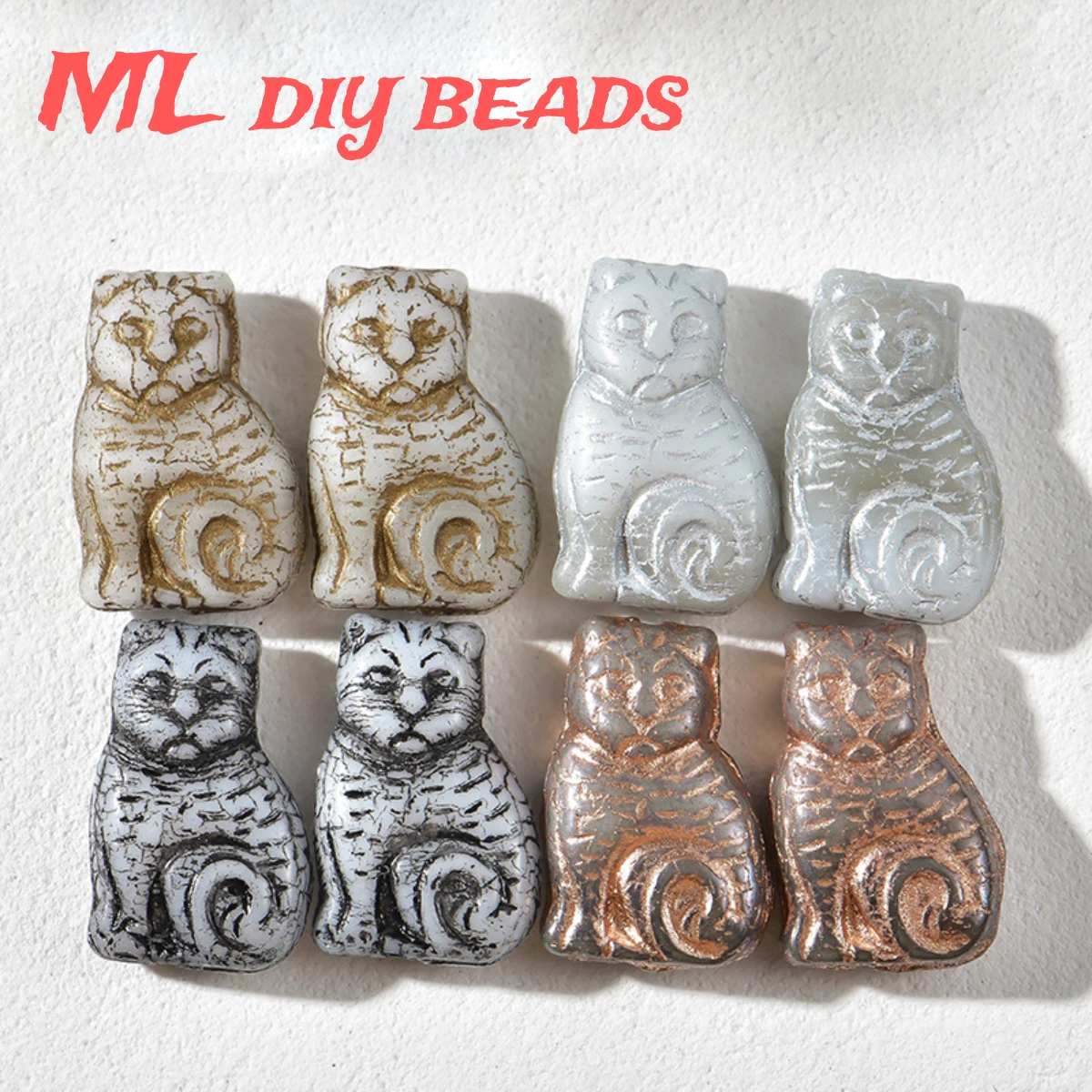 

17x11mm Czech bead glass rolled tail cat retro DIY handmade bead accessories necklace earring material