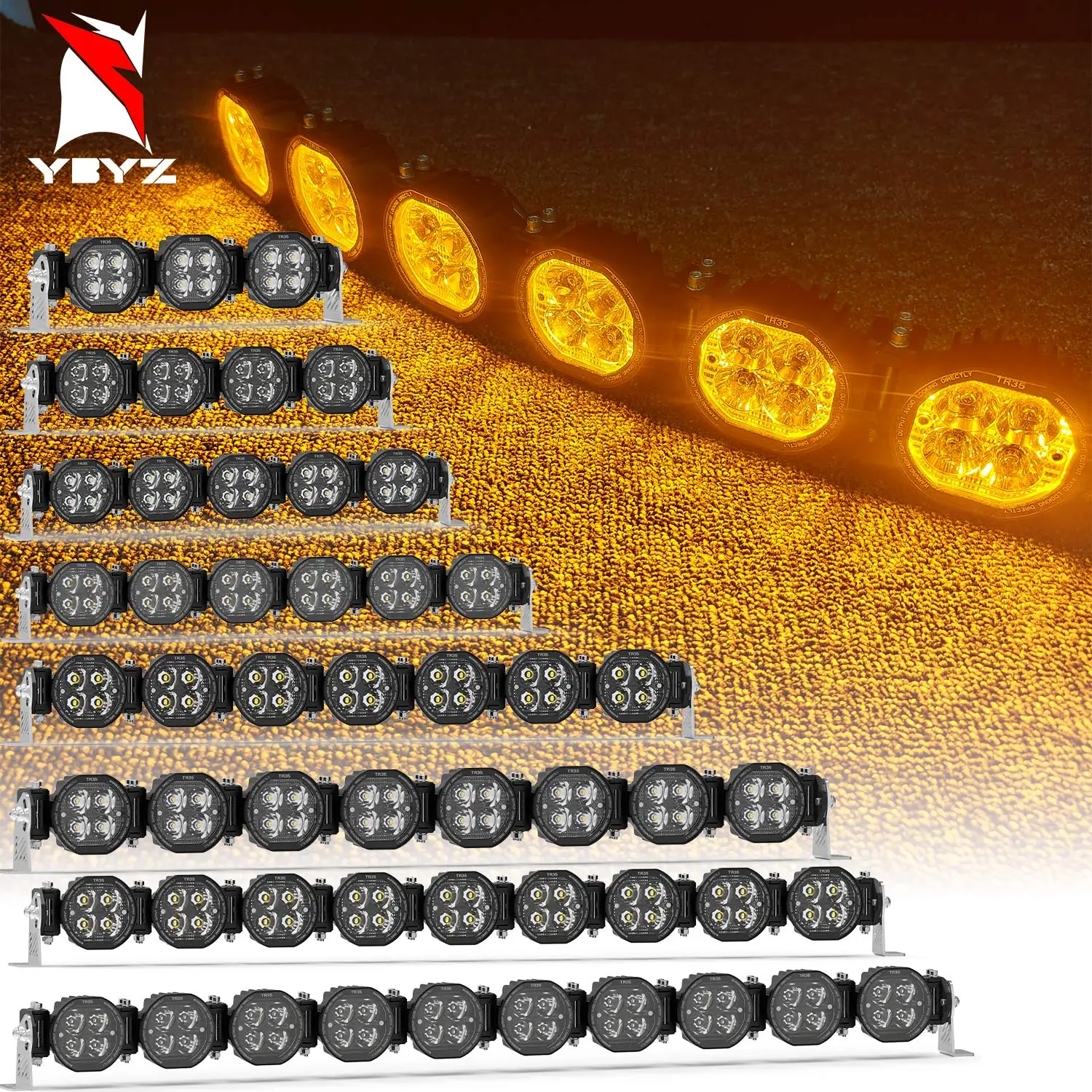 

YBYZ 14"-50" LED Lightbar Performance High Beam 4x4 Off-Road roof work Light halo Bumper LED driving light with amber DRL