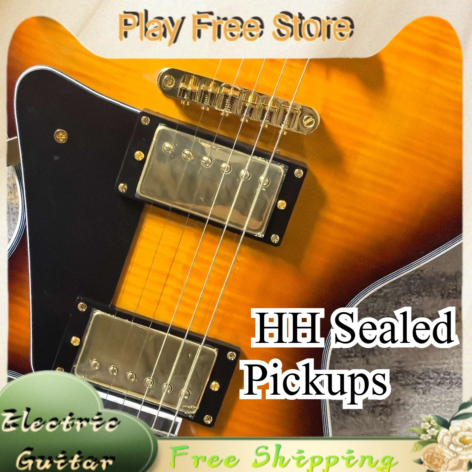 Sunburst Beast LPW Tiger‑Flame‑Top Electric Guitar HH Sealed Pickups Band Live‑Show Guitar Advanced‑Play Hot Sale New Gift