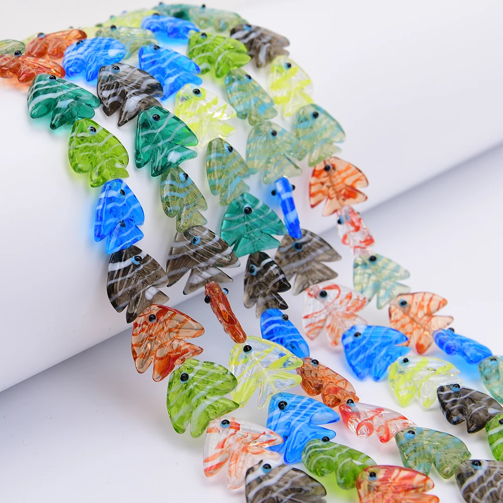 

APDGG Natural Mix Color Colored glaze Glass Tropical fish Shape Loose Beads Strands 15.5" DIY