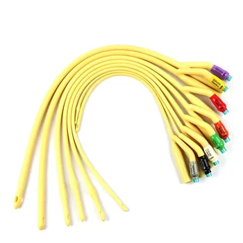 12 개/몫 라텍스 폴리 카테터 2 웨이 요로 카테터 실리콘 코팅 여성 요도 카테터 요실금 소변 카테터