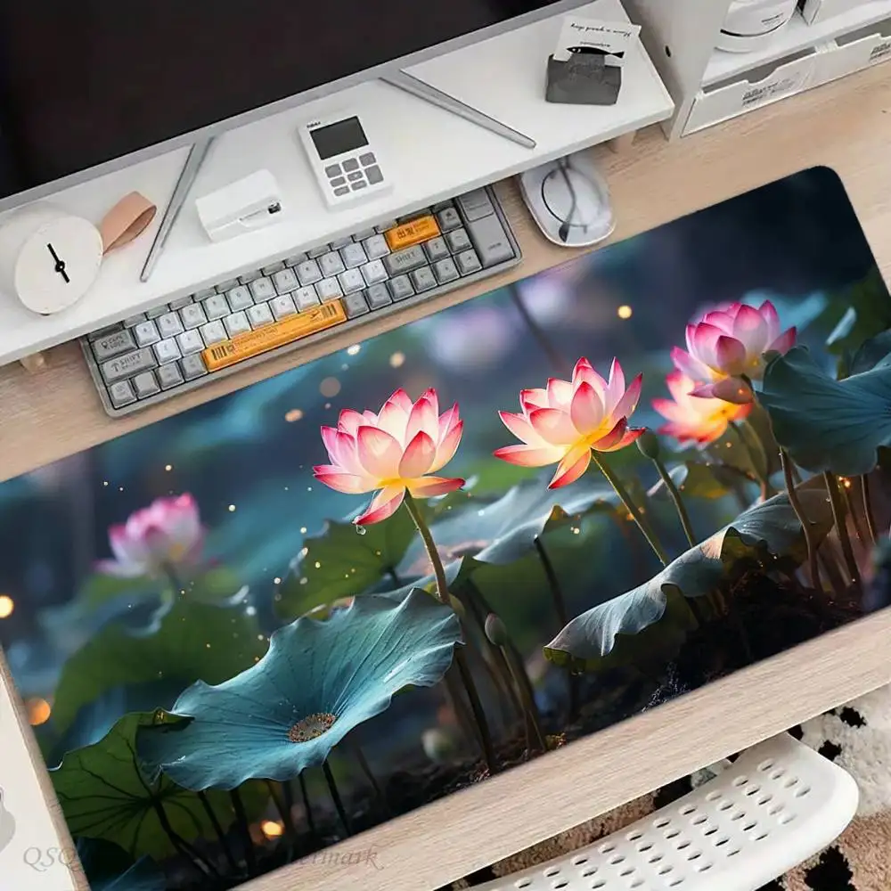 Lotus Mousepad Non-slip Suitable For Office Computers Laptops E-sports Game Desk Mats XXL Keyboard