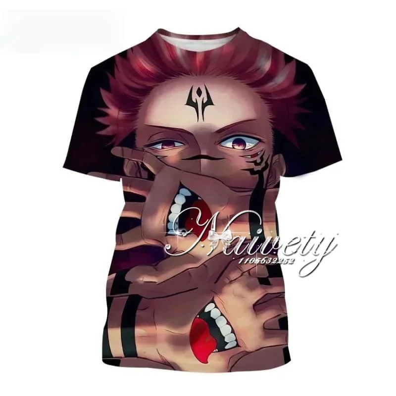 2026 Summer Hot Sale Jujutsu Kaisen Ryomen Sukuna 3D Print Breathable Sports T-shirt Loose Oversized Unisex Anime Streetwear Tee