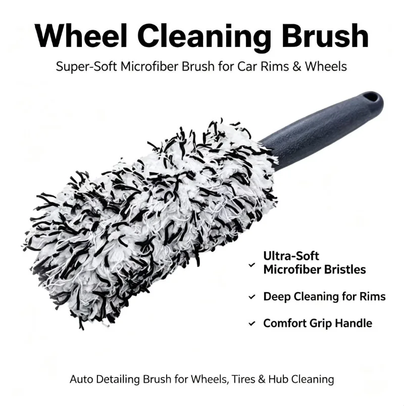 Car Wash Brush, Twist‑Loop Wheel Brush, Soft‑Bristle Cleaning Tool for Tires & Rims, Powerful Stain Remover