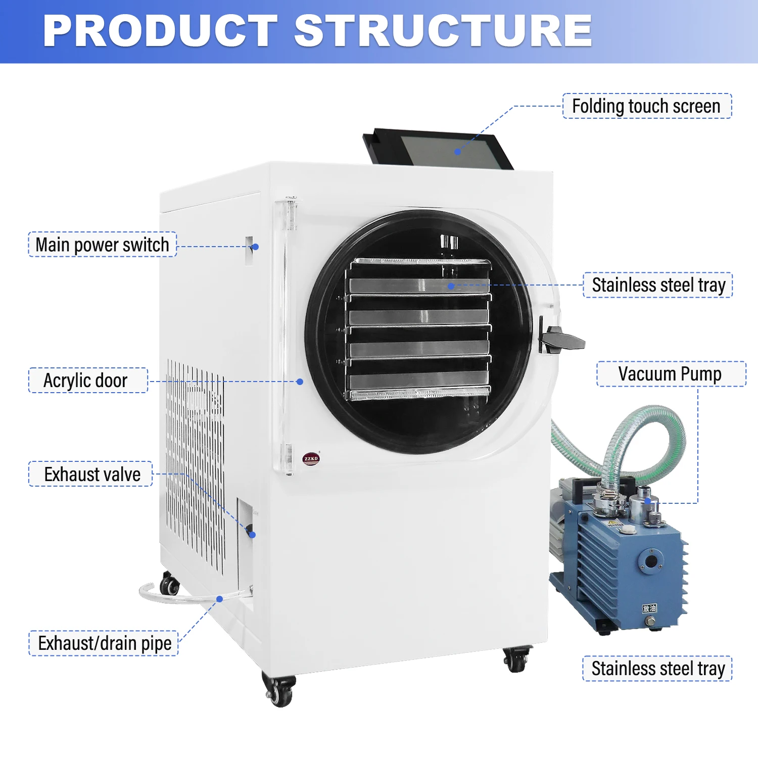 FD-05H Vacuum Fruit Freeze Drying Dried Machines Mini Vegetables Lyophilizer Food Freezer Dryer