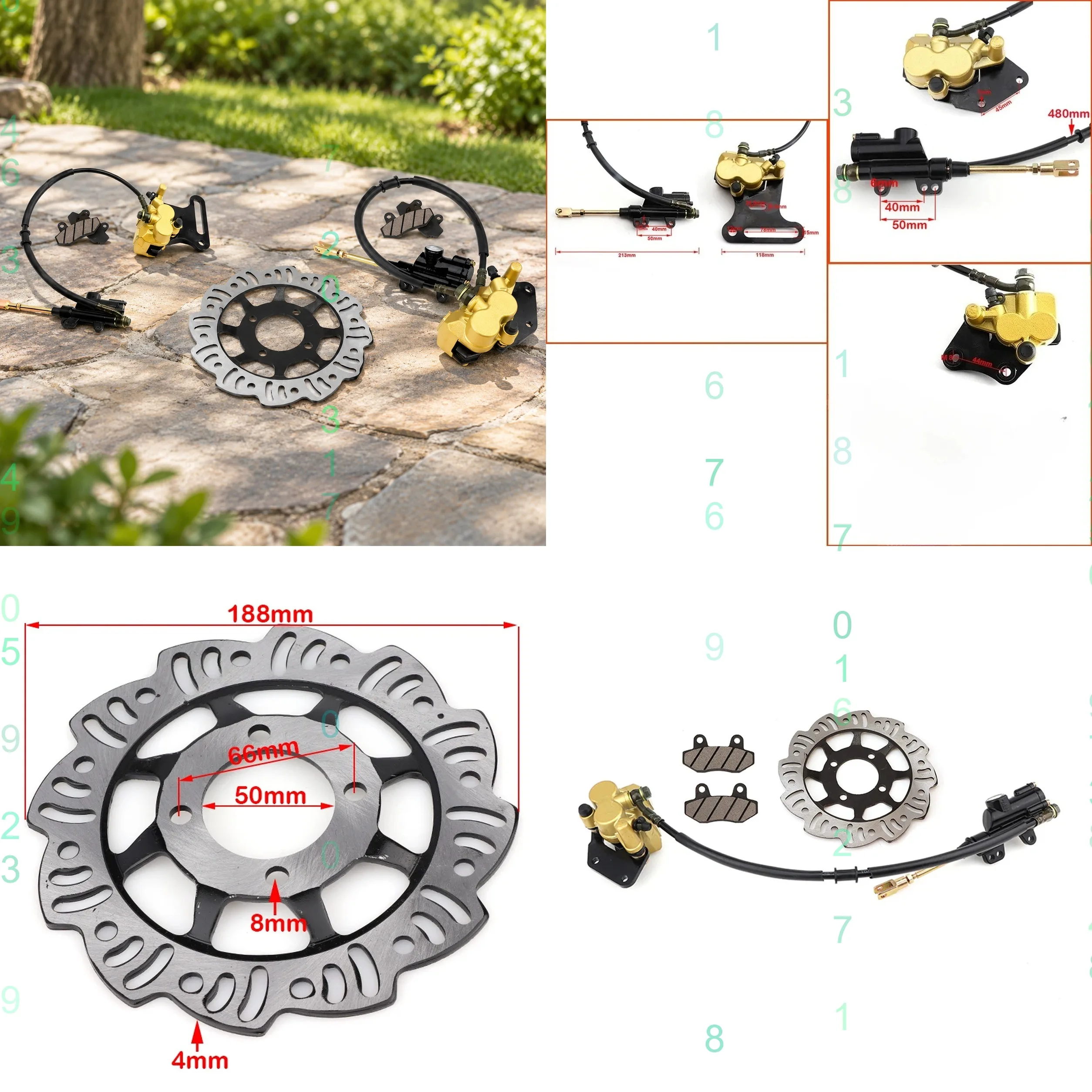 Hydraulic Disc Brake Kit for 50cc-125cc Off-Road Motorcycles ATV Dirt Bike Forward Reverse BBR TTR CRF XR