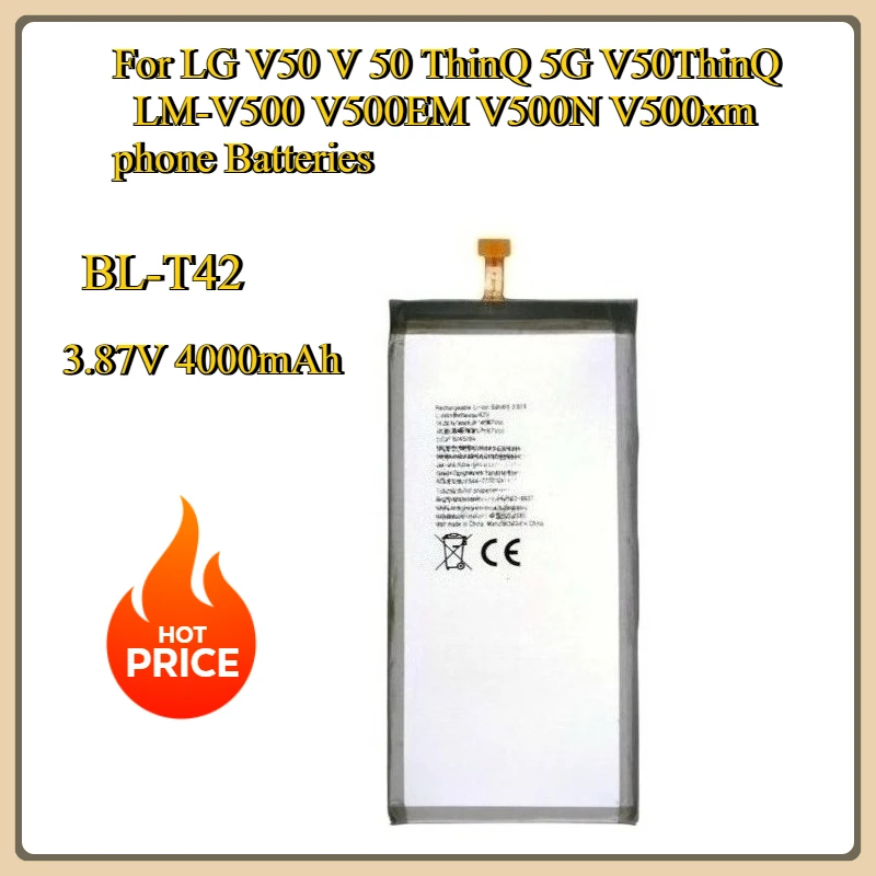 

New BL-T42 4000mAh Replacement Battery For LG V50 V 50 ThinQ 5G V50ThinQ LM-V500 V500EM V500N V500xm phone Batteries