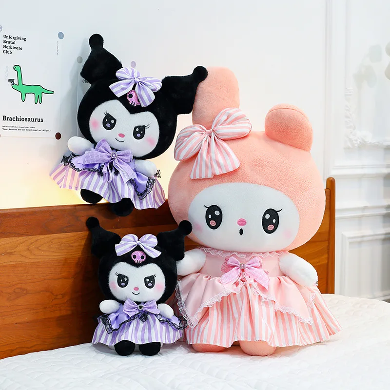 Sanurgente-Oreiller en peluche Kuromi Butter pour enfants, nœud en diamant, jouet en peluche doux, mélodie Kawaii, décoration de chambre, cadeau d'anniversaire, nouveau