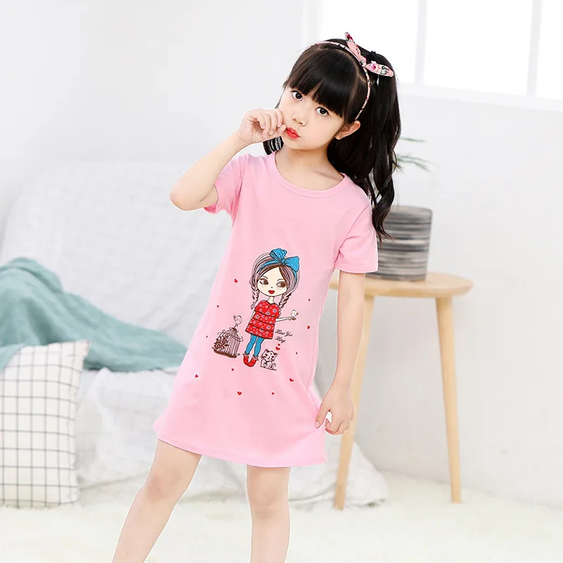 New promotion sales for summer short sleeved 95%cotton pajama children clothes kids girls clothing 1pc