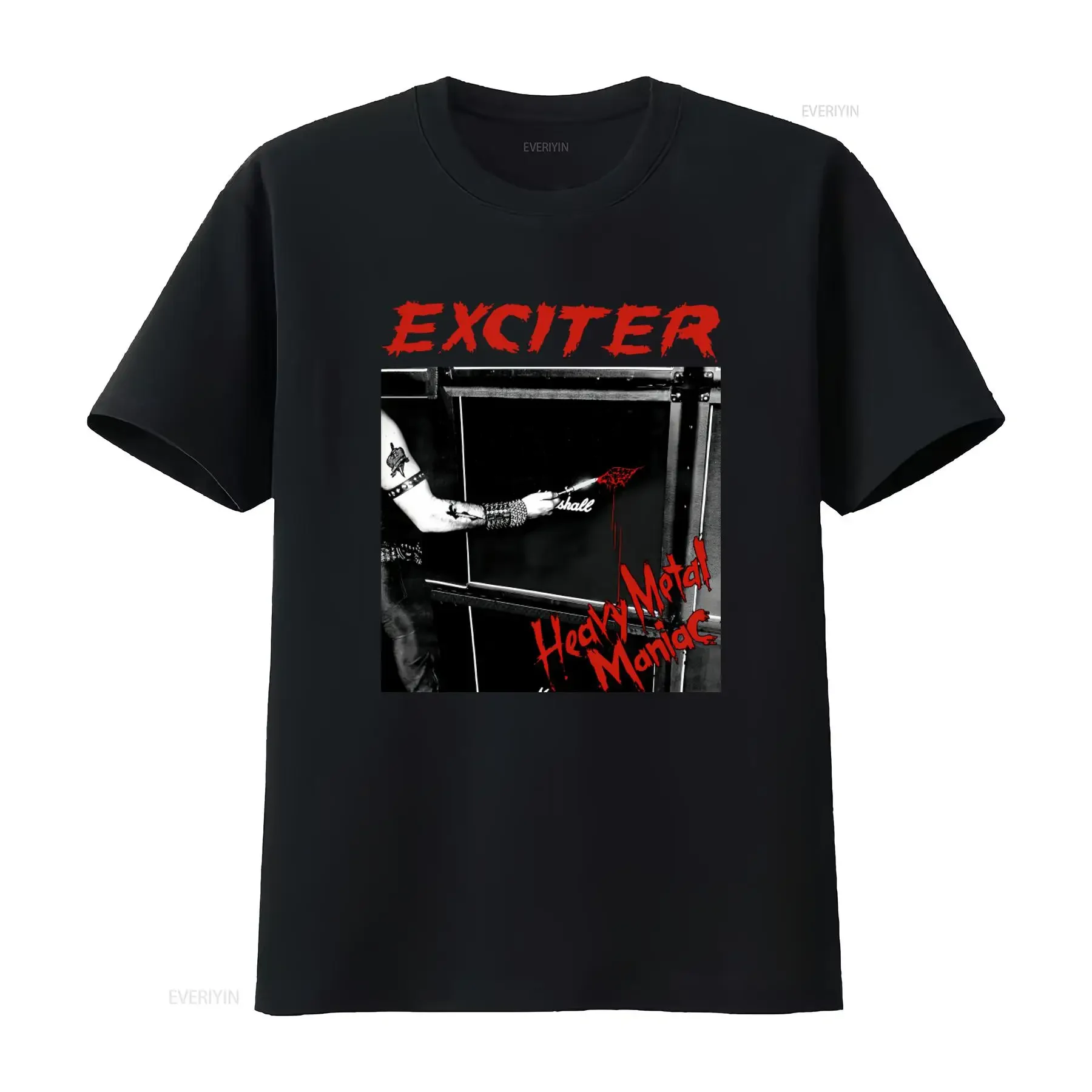 Exciter Heavy Metal Maniac Music T Shirt for Rock Fans vintage Washed fashion Breathable streetwear Stretched graphic Soft