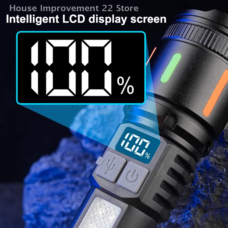 High Lumens Tactical Soptlight Long Range Flashlights Rechargeable Torch With Zoomable Waterproof For Emergencies Outdoors Home