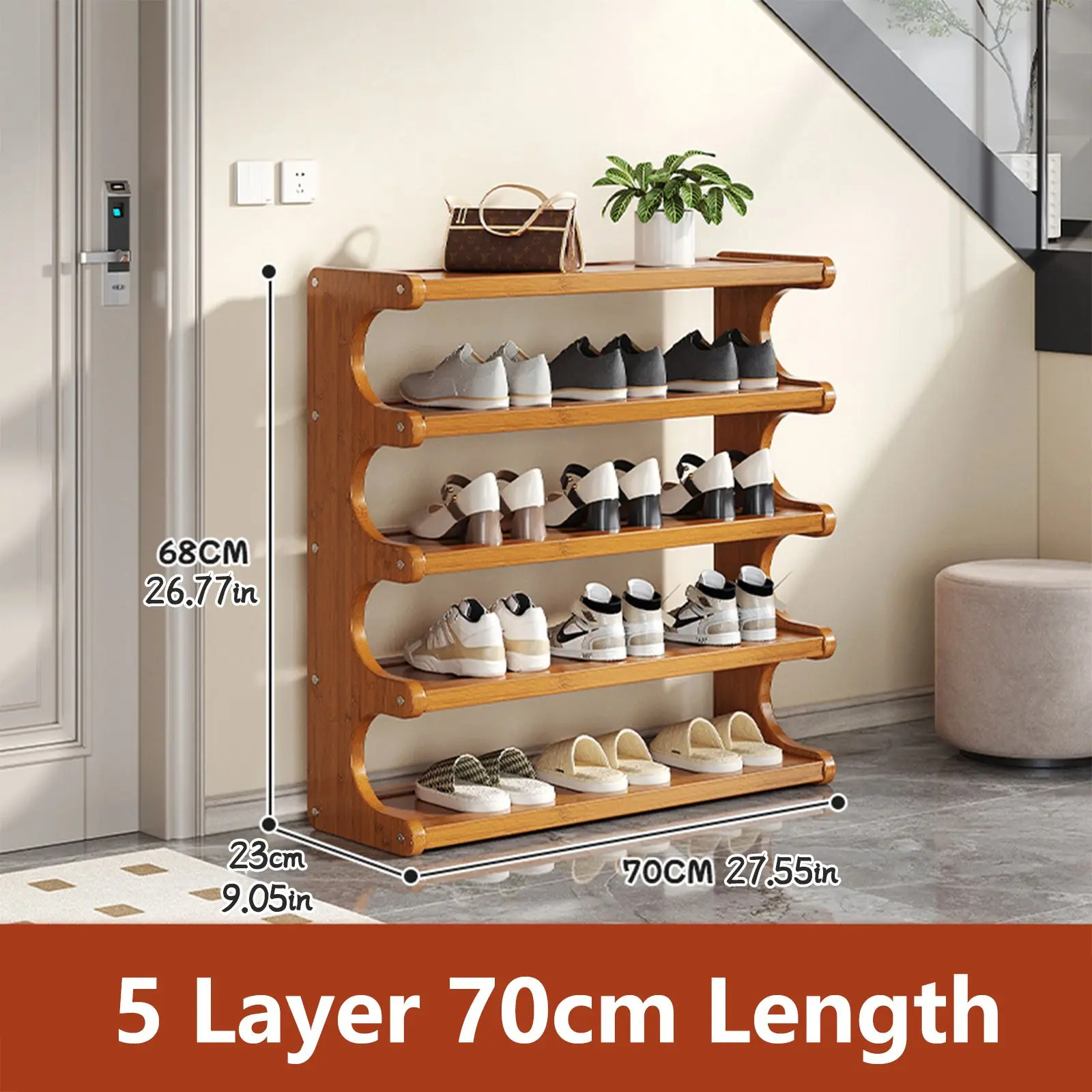 5/6-Tier Multi-Layer Storage Shoe Rack, Wood Grain Finish Space-Saving Design, Independent Storage Cubes, Free-Standing Easy Assembly, Home Organizer