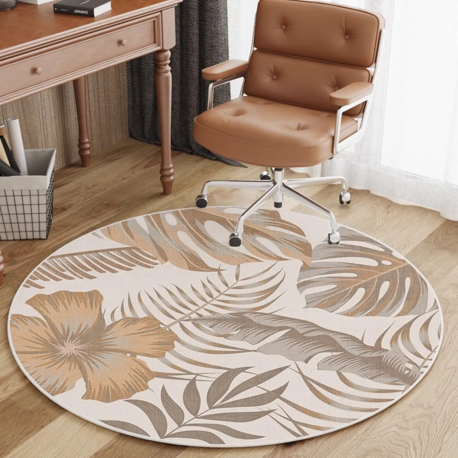 

Round Swivel Chair Floor Mat Flower Leaf Home Decoration Bedroom Carpet Study Office Table Dressing Non-slip Mats Ковер Tapis 러그