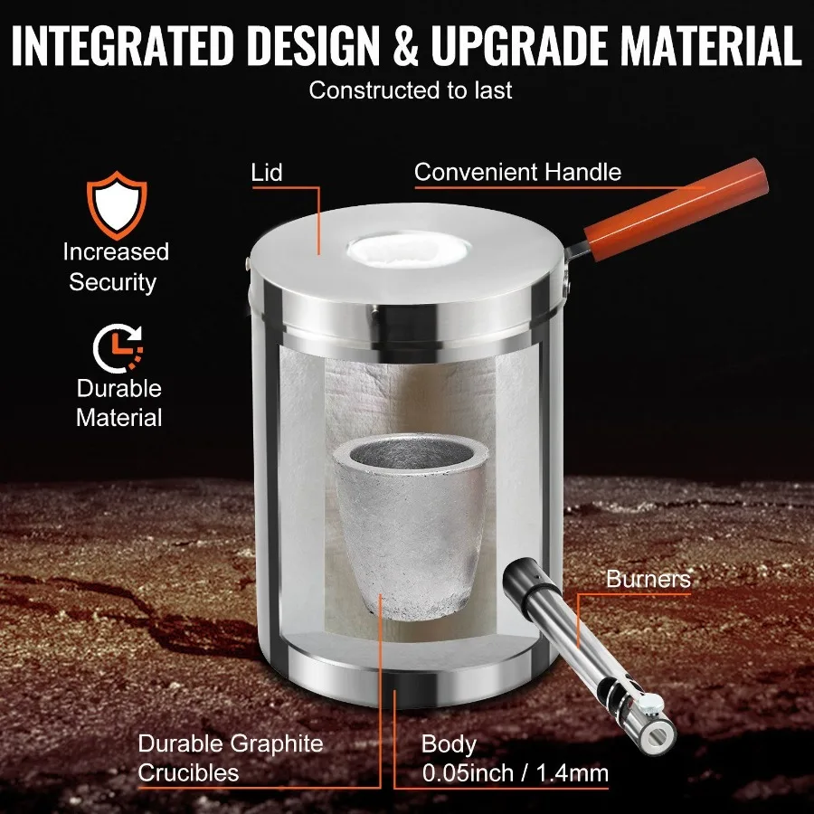 6 kg Propan-Schmelzofen-Set, Schmelzofen, Edelstahl, 2700 Grad, Fahrenheit
