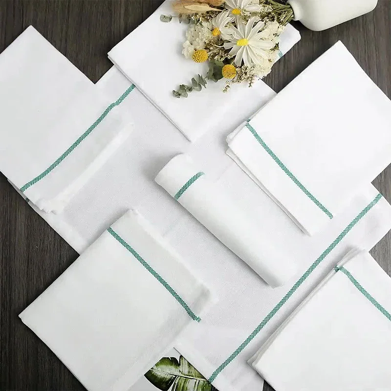 4pcs/set Household Table Cleaning Cloth Cotton Placemat Kitchen Towel White Napkin 30*38cm Tea Absorbent Rag Scouring Pad