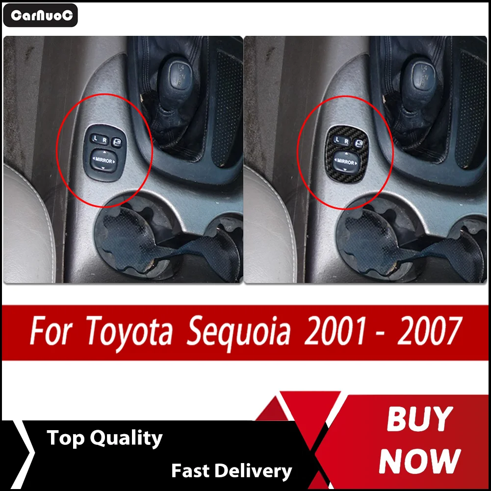 

Carbon Fiber Car Interior Upgrade Kit - Self-Adhesive rearview mirror control Trim Decals For Toyota Sequoia XK30 2001- 2007
