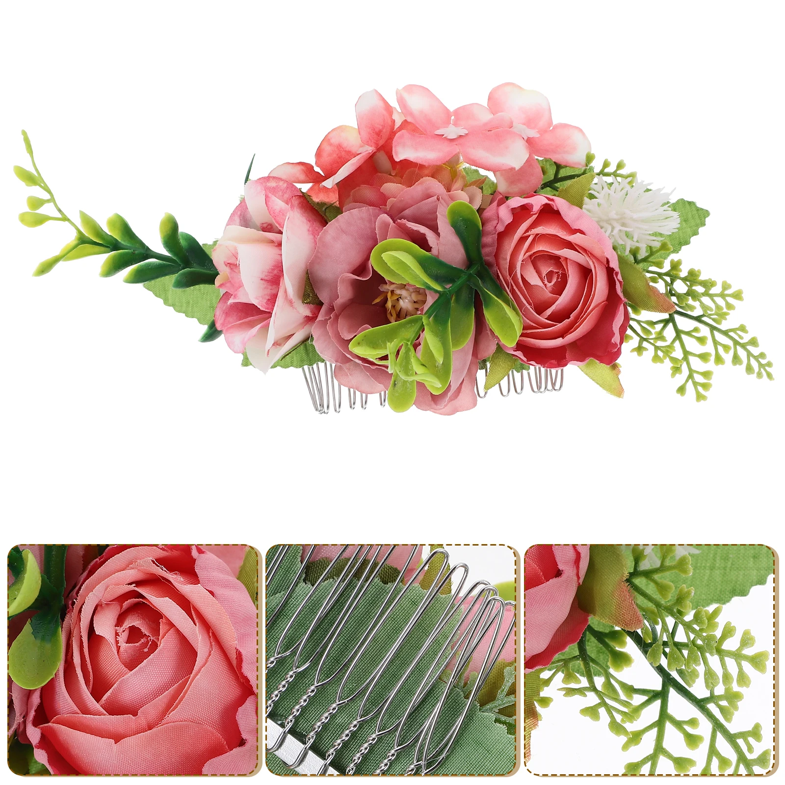 

Simulated Rose Comb for Women Durable Floral Accessories Metal Bridal Side Combs Elegant Wedding Hair Piece Decorative Hair