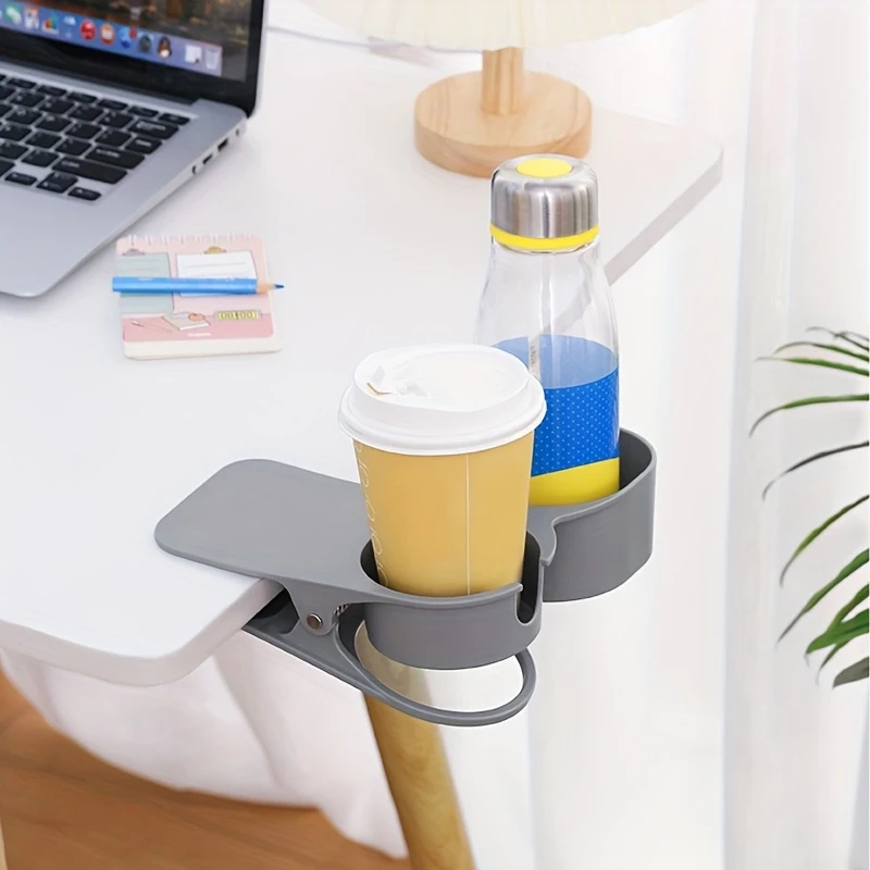 Desktop Dual Cup Holder, Cup Holder Clip, Movable Cup Holder, Suitable for Office and School Desk Storage, Water Cup Organizer