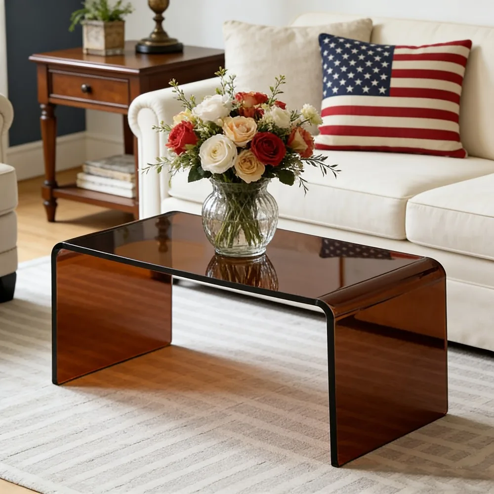 

Acrylic C-Shaped Side Table, 25.59" Modern Waterfall End Table, No Assembly Multipurpose Acrylic Table for Living Room, Bedroom, Bathroom & Office