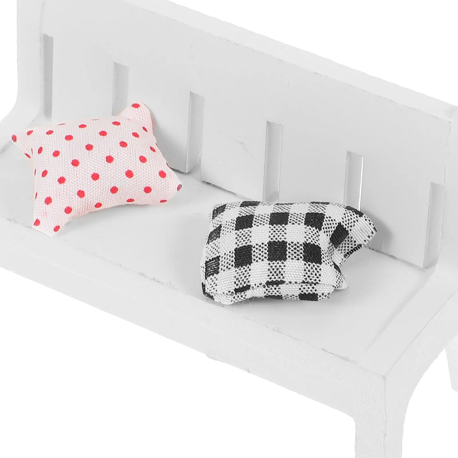 3pcs Mini White Wooden Double Bench Lightweight For Dollhouse Home Decor Bookshelf Display Garden Ornament Miniature Porch