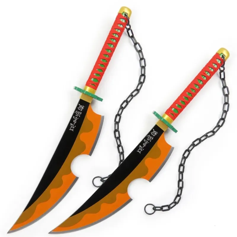 80cm Demon Slayer Uzui Tengen Swords Anime Peripheral Katana Cosplay Weapon Knife Party Performance Props Safety Toys Collection