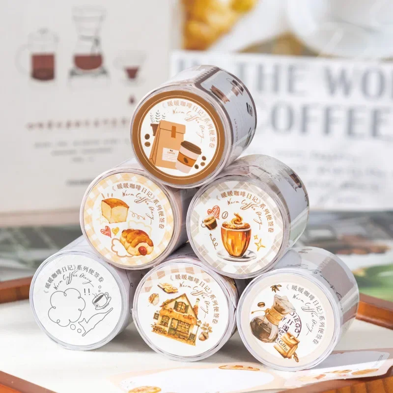 1Roll Coffee Diary Autumn Notebooks Material Memo Note Handbook Warm DIY Supplies Writing Pads 38mm*2M Pads Decoration